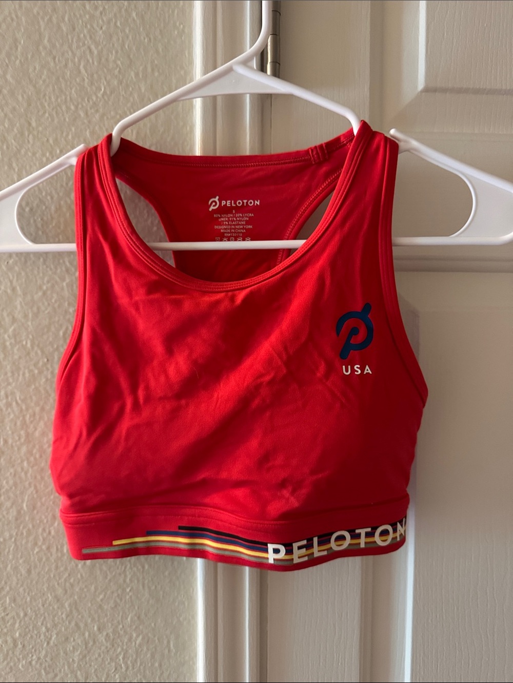 Peloton Red USA Performance Crop Sports Bra